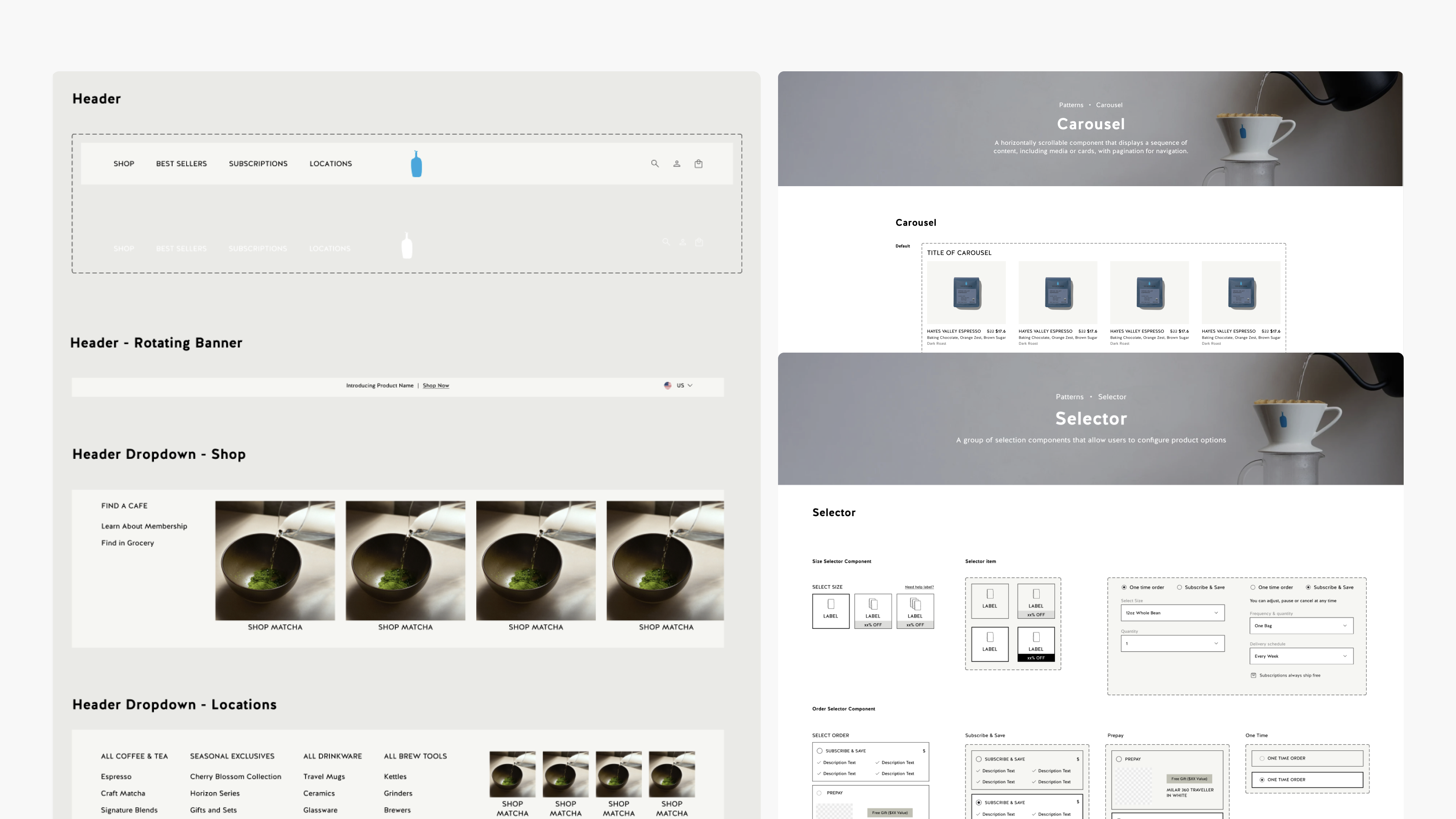Pour Over page pattern examples
