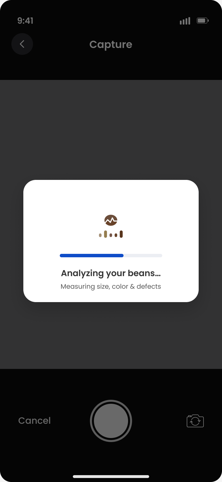 RoastPic analyzing the captured beans