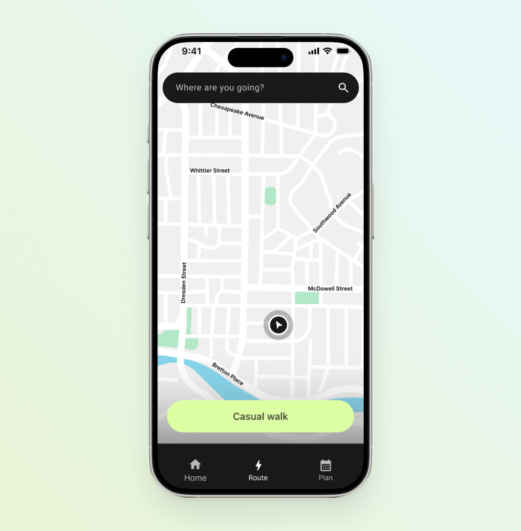 Sunwalk mobile interface screen