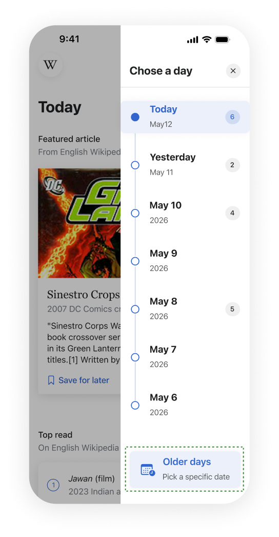 Side day calendar panel concept
